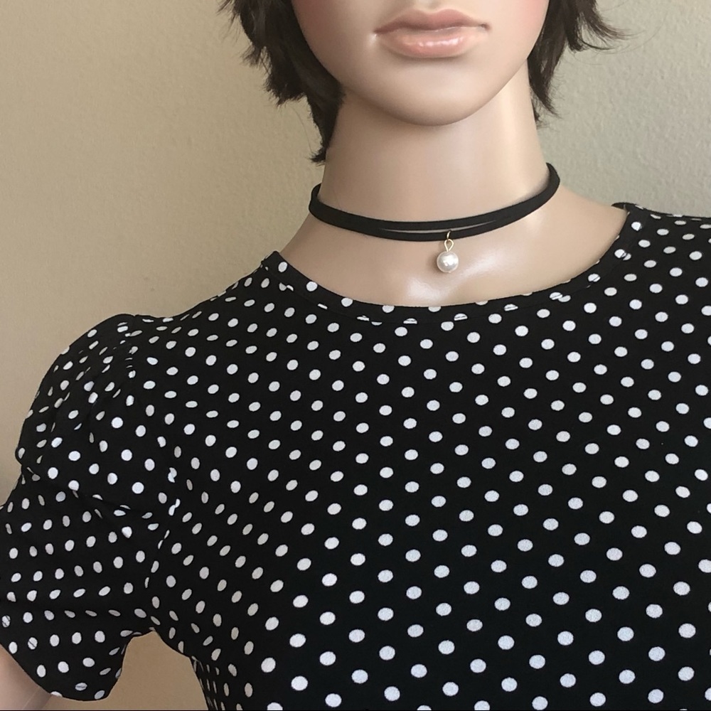 Layered Vegan Suede Pearl Choker Necklace